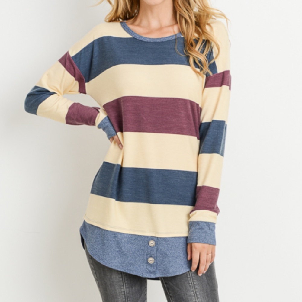 Color Block Long Sleeve Top